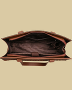 Subtle Brown Textured Monogram Premium Faux Leather Professional Handbag for Women