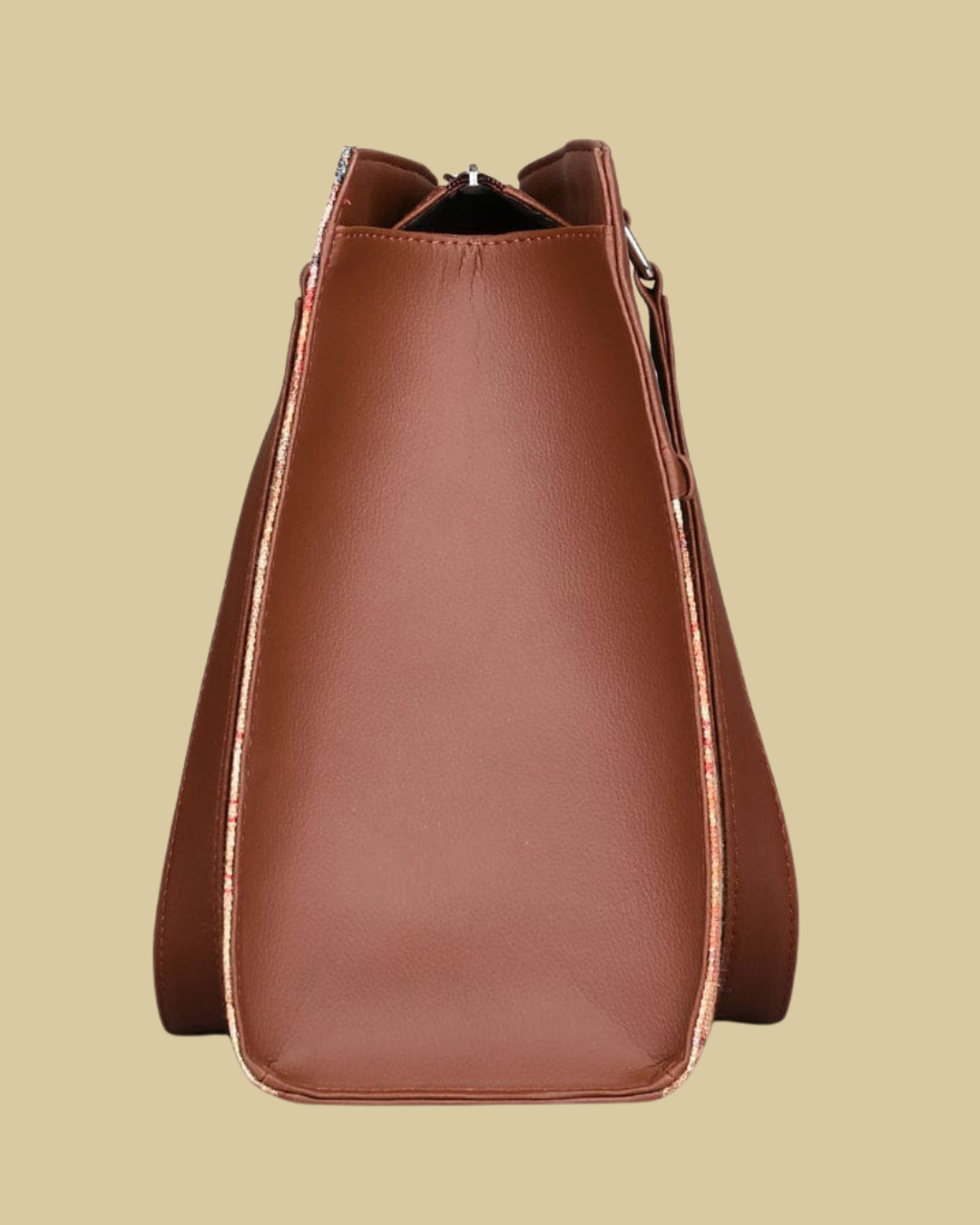 Subtle Brown Textured Monogram Premium Faux Leather Professional Handbag for Women