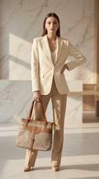 Beige Monogram office bag for women