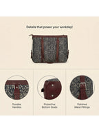Women's Vintage Floral Canvas Office Tote Bag with Faux Leather Handles | Large Work & Laptop Tote