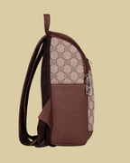 Beige Geometric Backpack with Faux Leather Finish & Laptop Storage