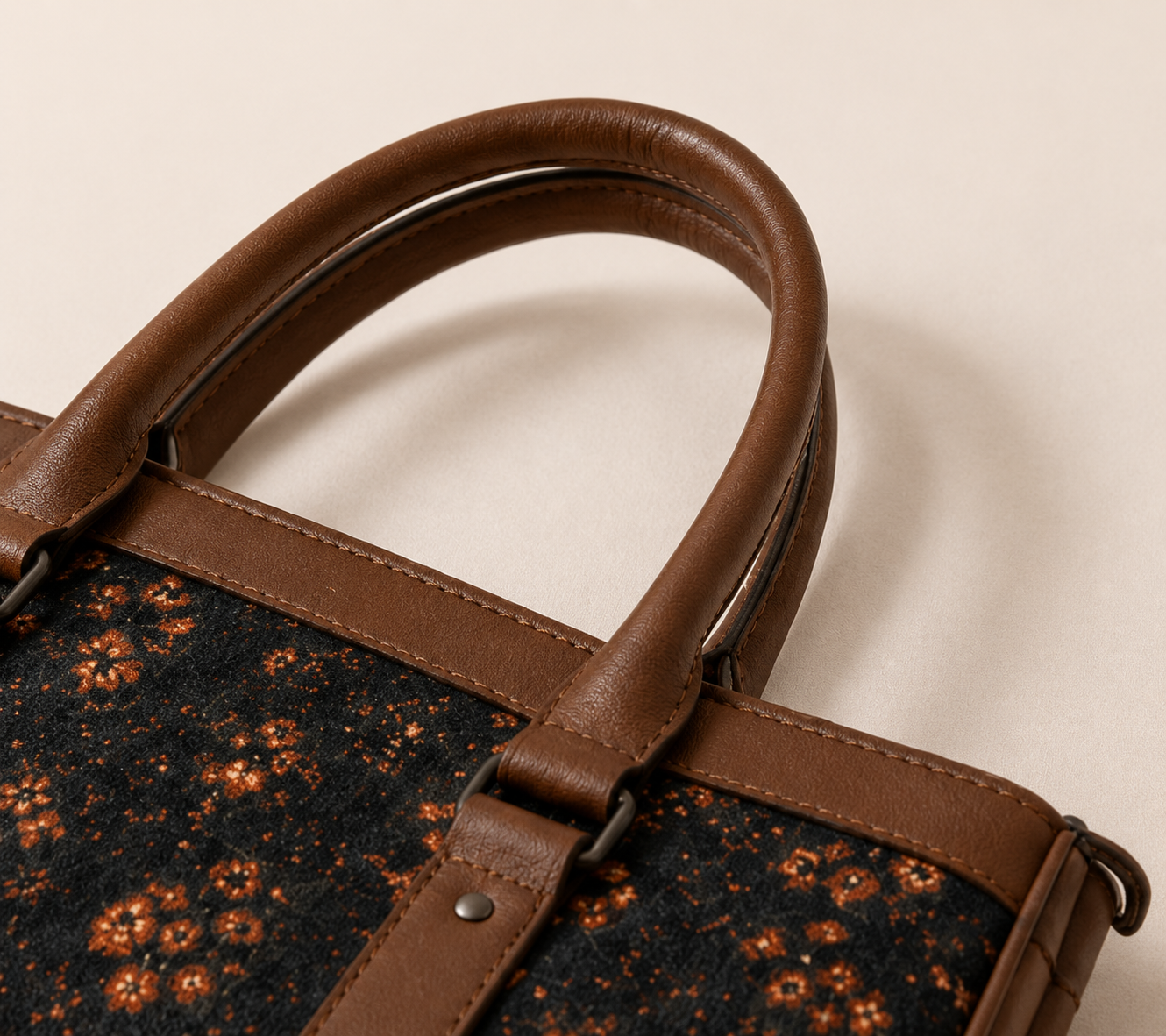 Women's Premium Midnight Blossom Printed Canvas Office Tote Bag