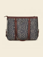 Women's Vintage Floral Canvas Office Tote Bag with Faux Leather Handles | Large Work & Laptop Tote