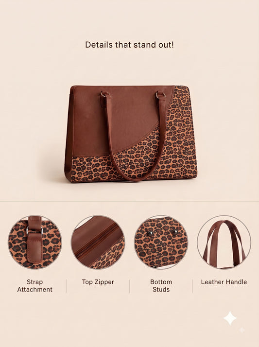 Women's Leopard Print Office Tote Bag