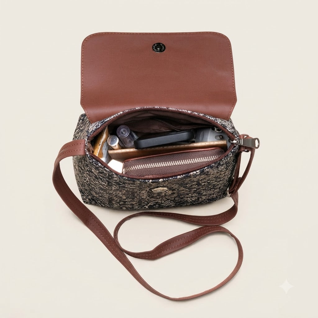 Multicolor Mandala Print Flap Sling Bag