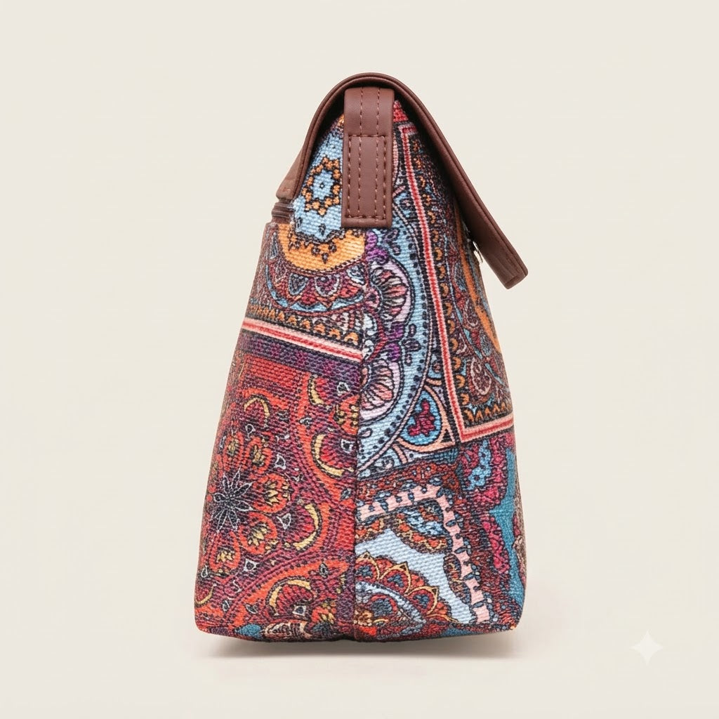 Multicolor Mandala Print Flap Sling Bag