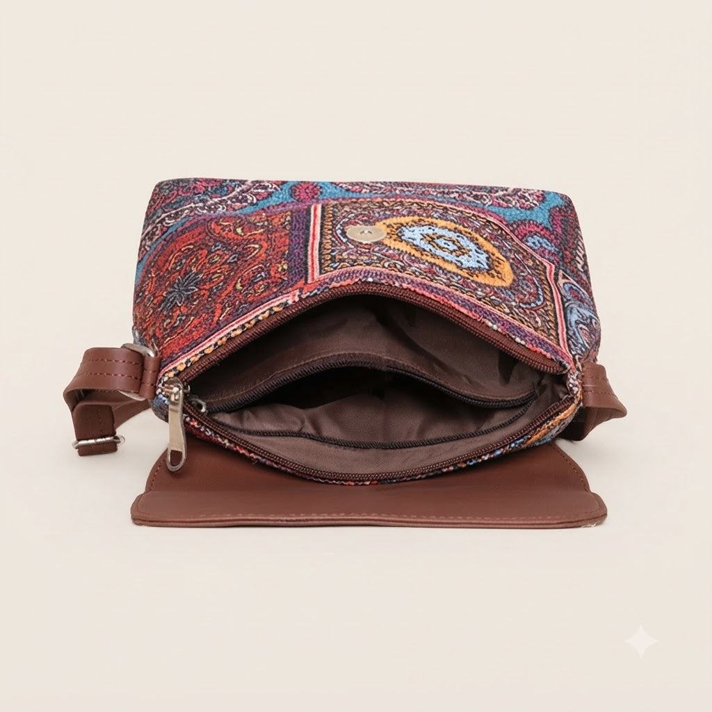 Multicolor Mandala Print Flap Sling Bag