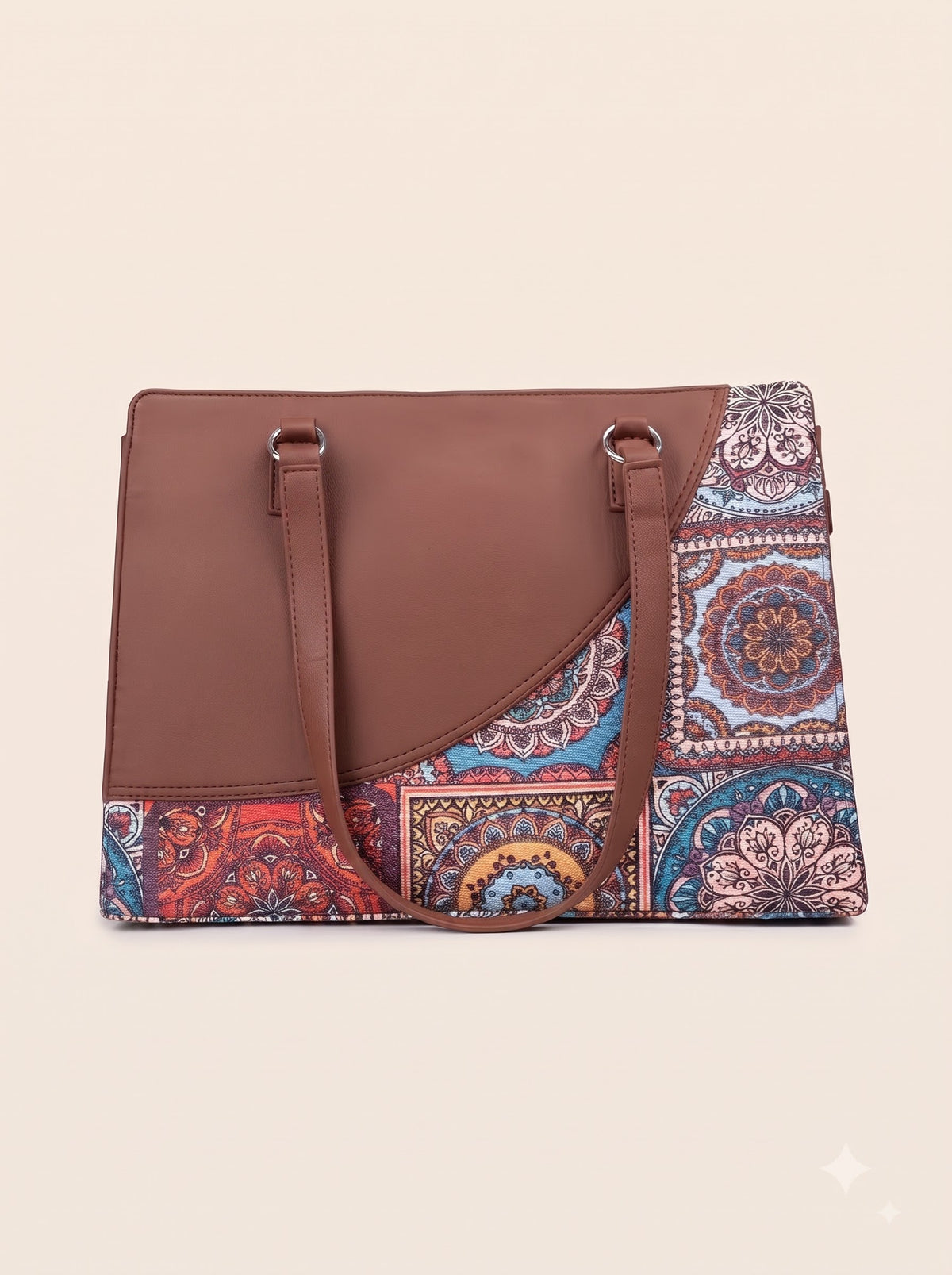 Mandala Premium Brown Faux Leather Finish Office Chic Carry Bag for Women